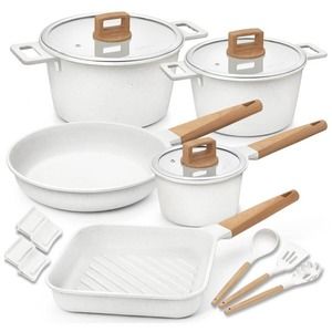 Cooklover Cookware Set Nonstick 100% PFOA Free Induction Pots/ Pans 15 Set White